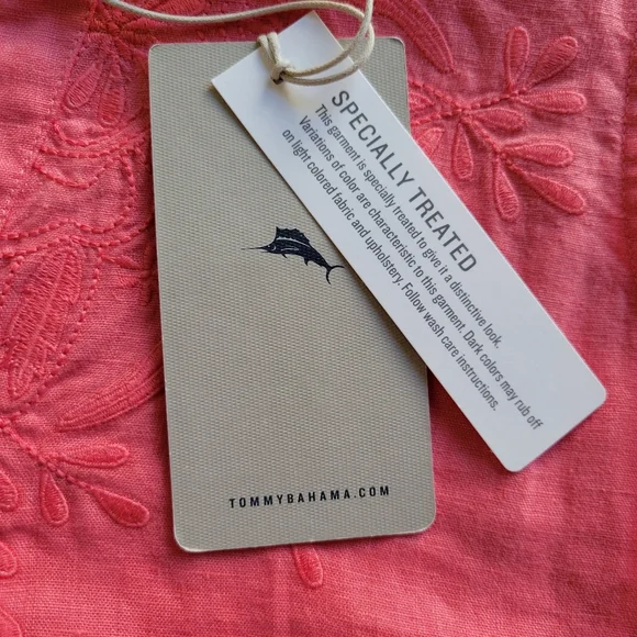 ๐ NWT TOMMY BAHAMA Embroidered Tunic Women's Size S/P Top Tutti Frutti Peach ๐ - Picture 8 of 10